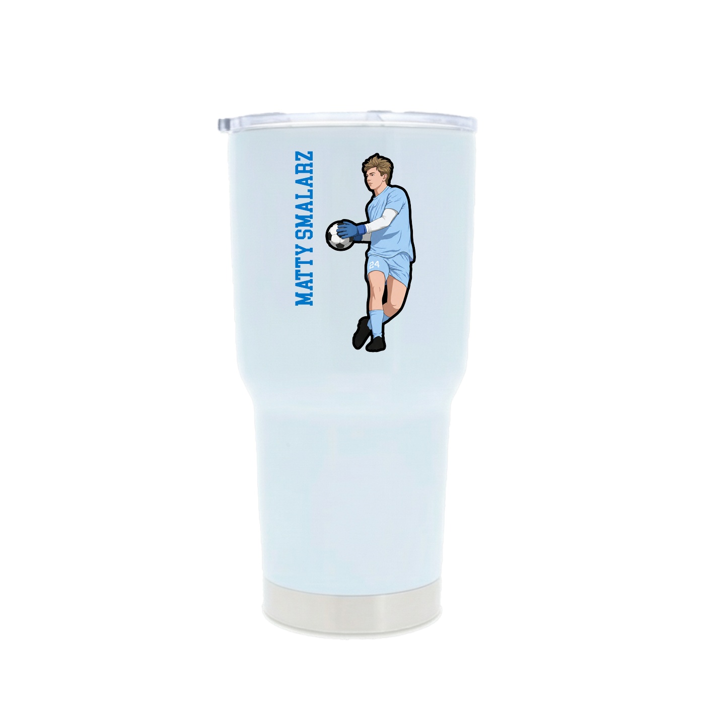 30oz Stainless Steel Tumbler — Name Vertical in White
