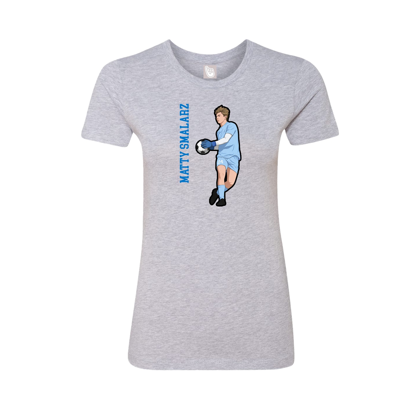 Fitted Women's Tee — Name Vertical in Grey