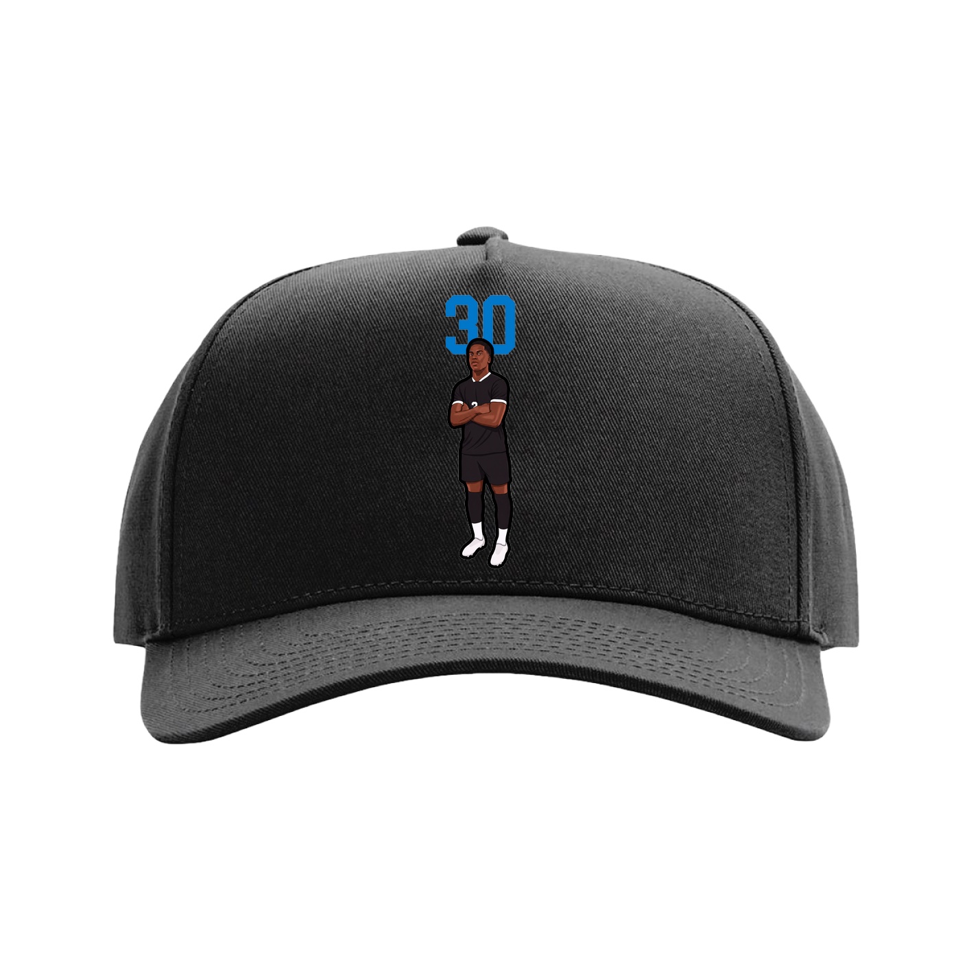 Full Fabric Five-Panel Champ Cap — Number Top in Black