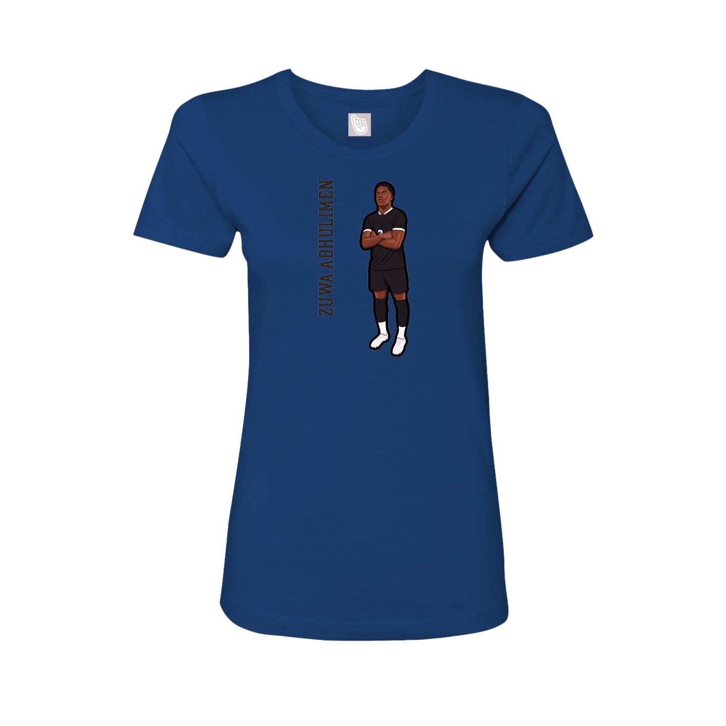 Fitted Women's Tee — Name Vertical in Royal