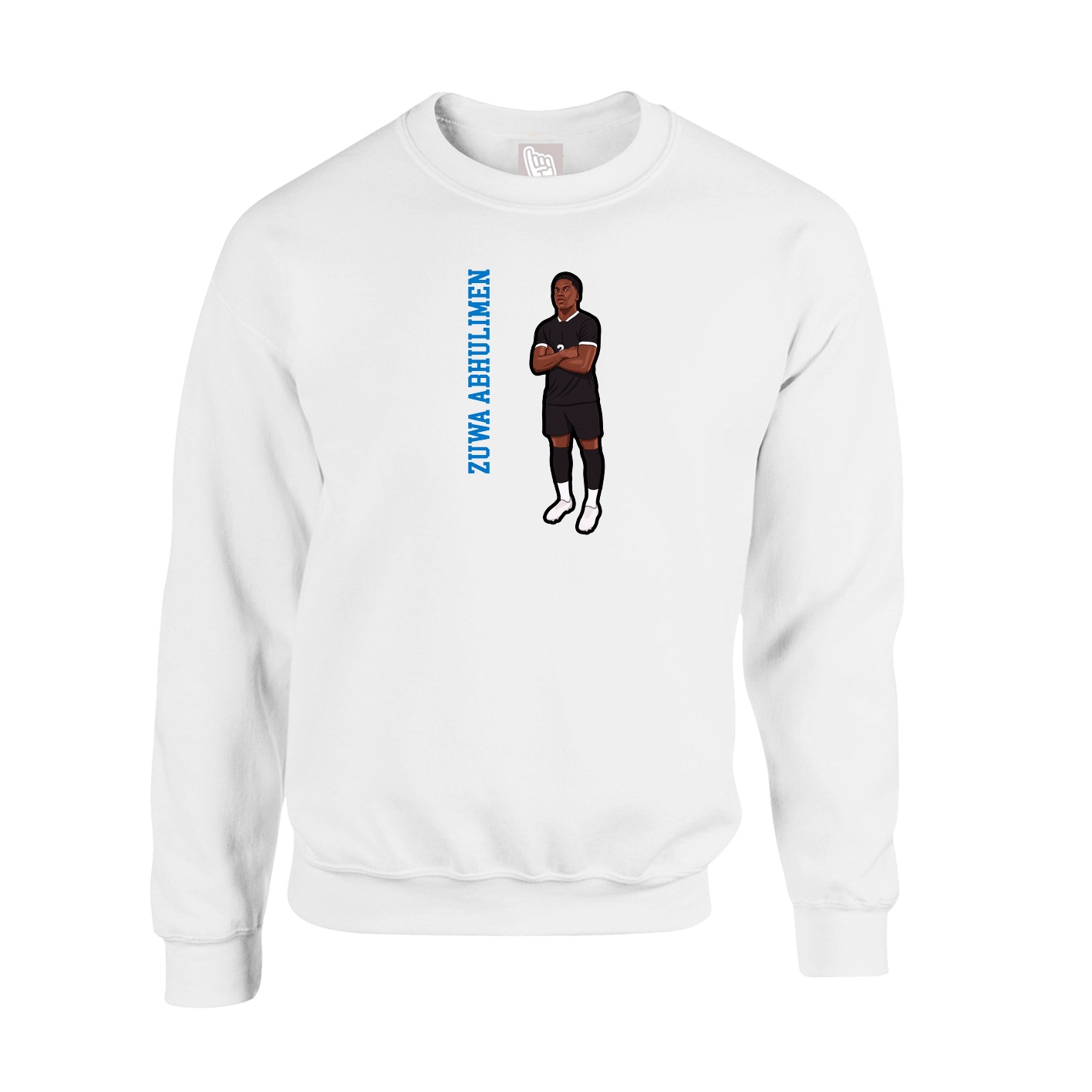 Fleece Crew — Name Vertical in White