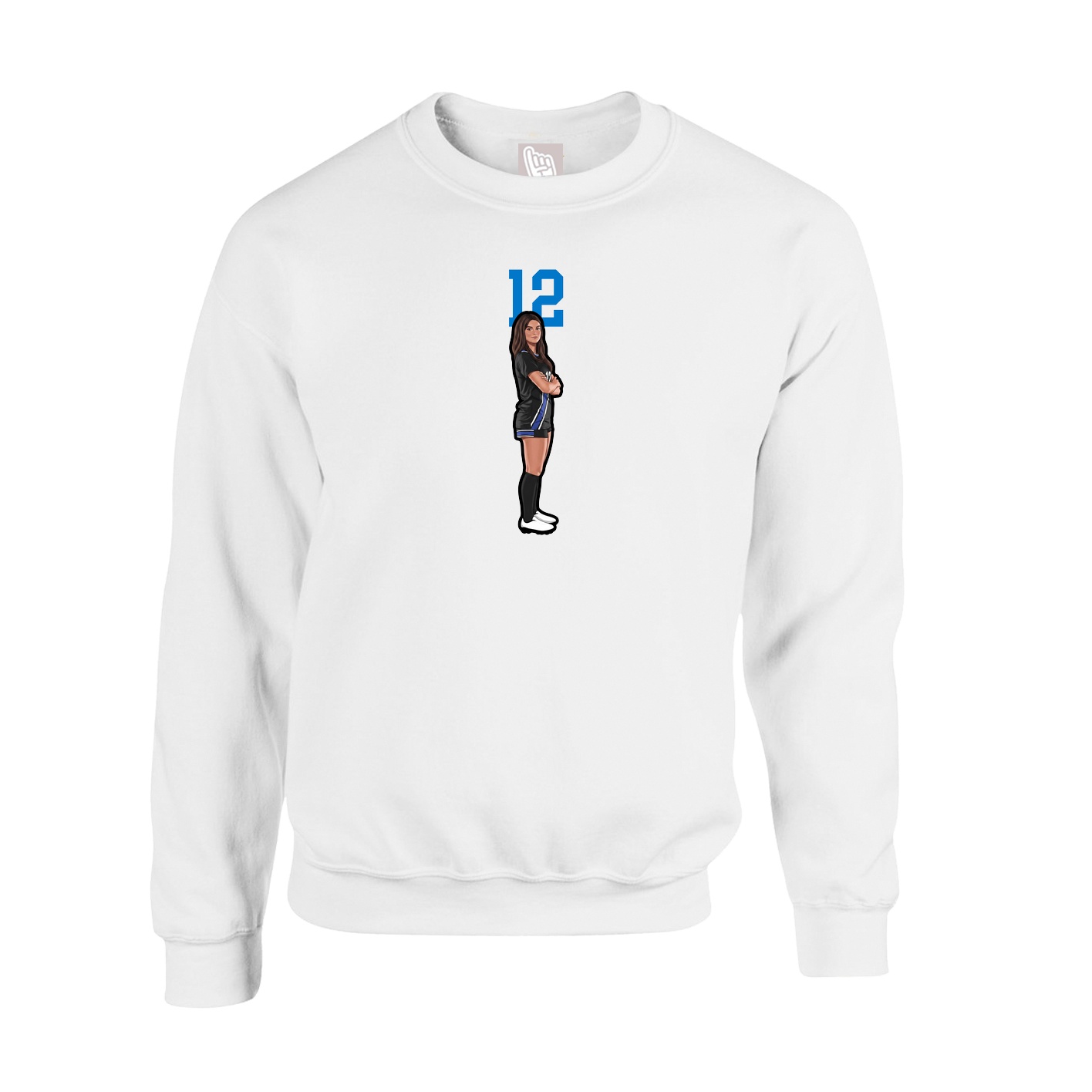Fleece Crew — Number Top in White