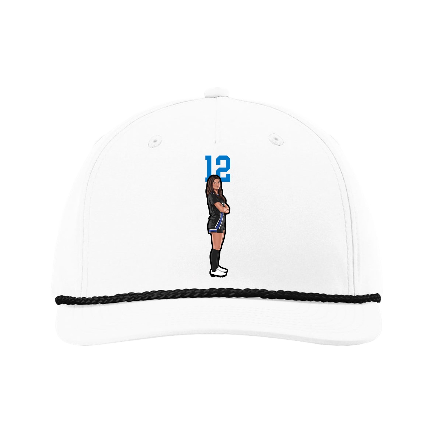 Five-Panel Classic Rope Cap — Number Top in White