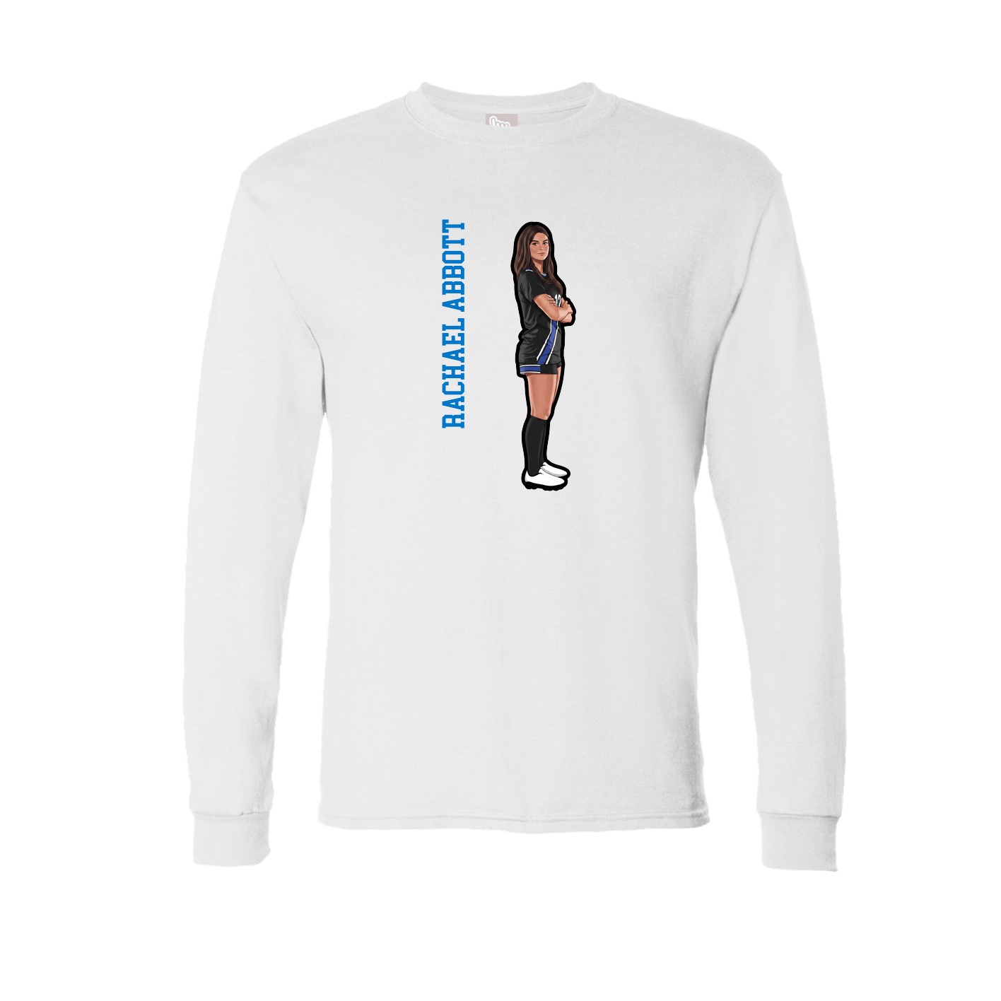 Long Sleeve Tee — Name Vertical in White