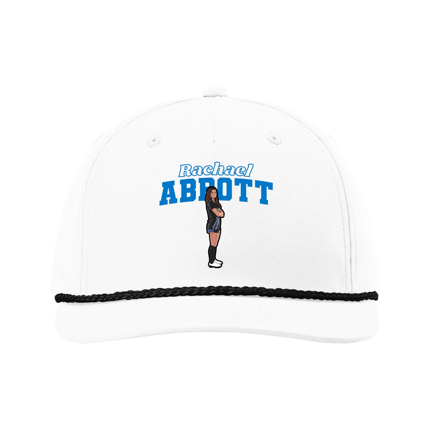 Five-Panel Classic Rope Cap — Name Arch in White