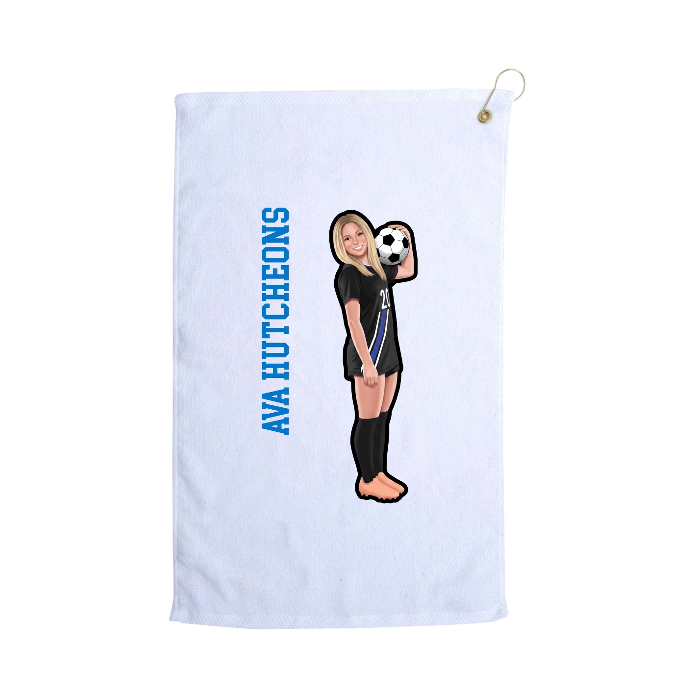 Golf Towel — Name Vertical in White