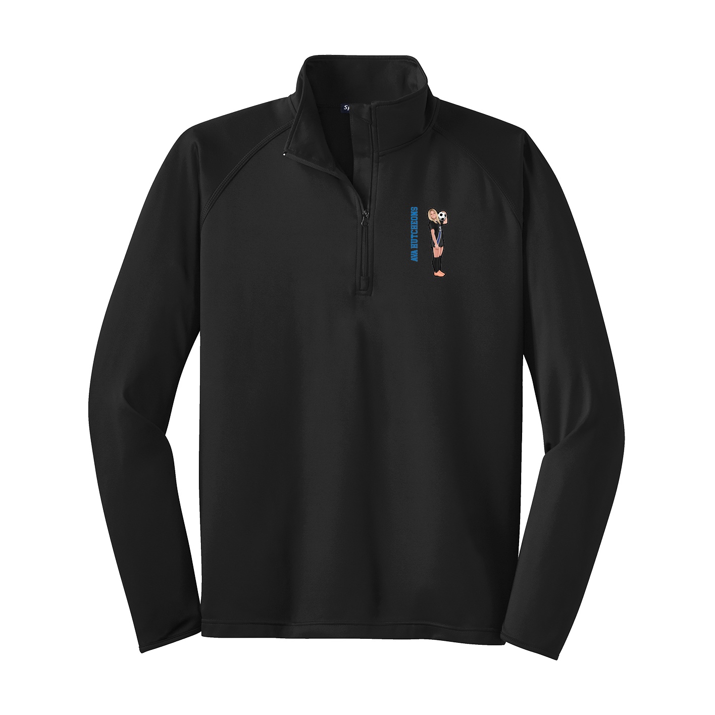 Q-Zip Pullover — Name Vertical in Black