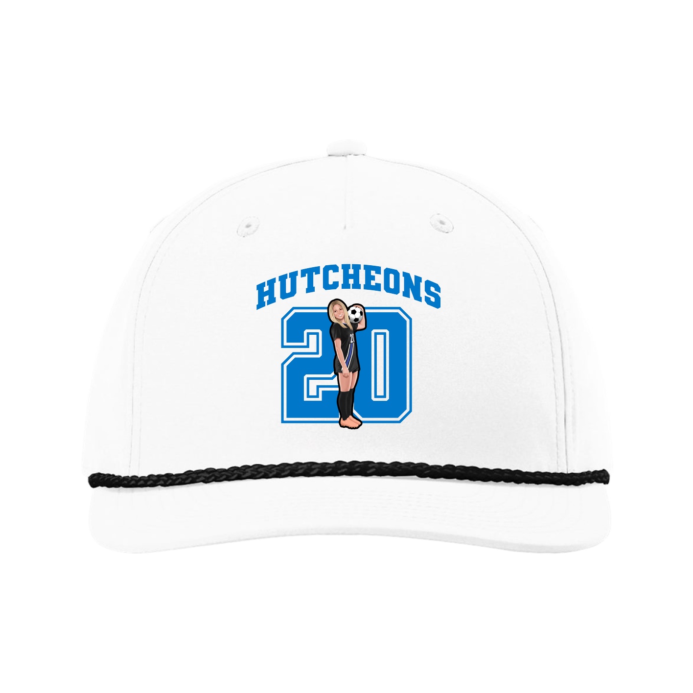 Five-Panel Classic Rope Cap — Number in White