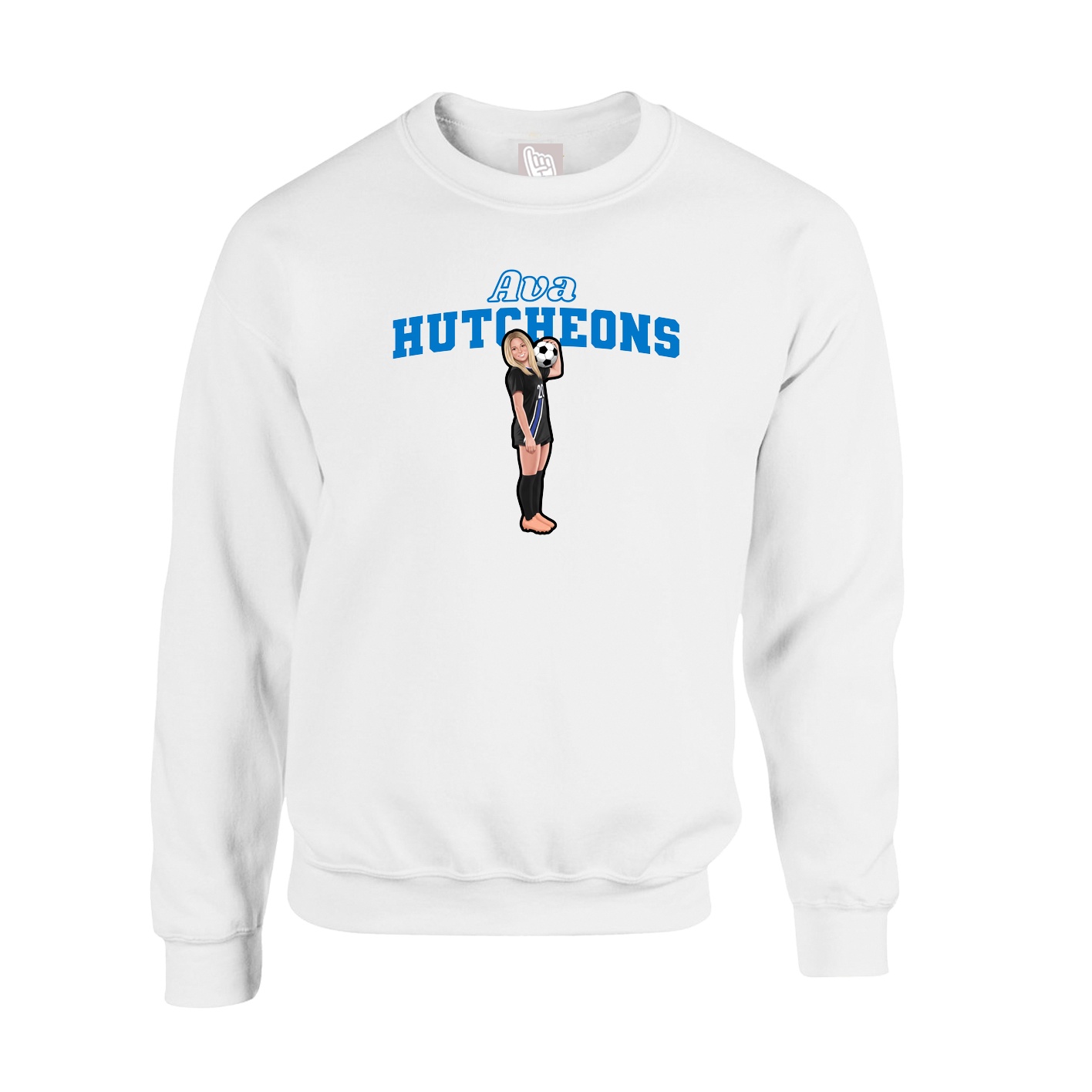 Fleece Crew — Name Arch in White