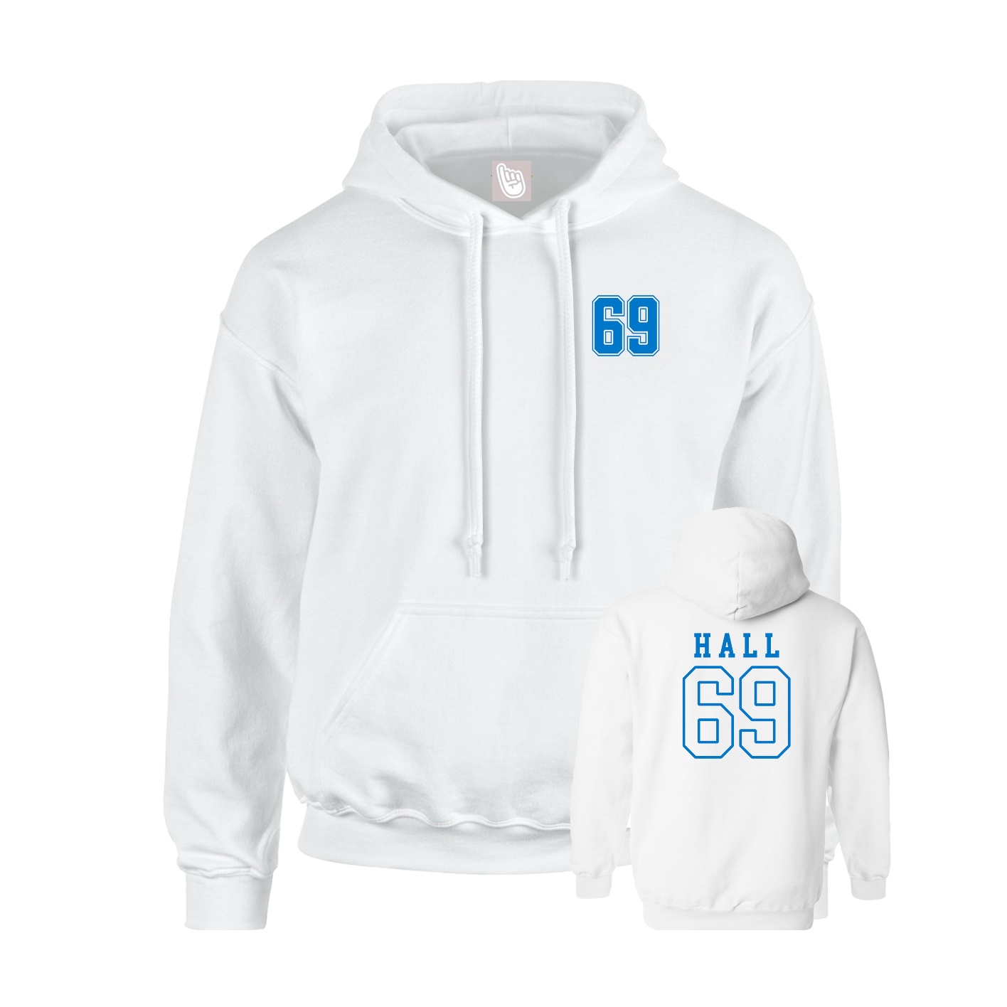 Youth Hoodie — Chest Back in White