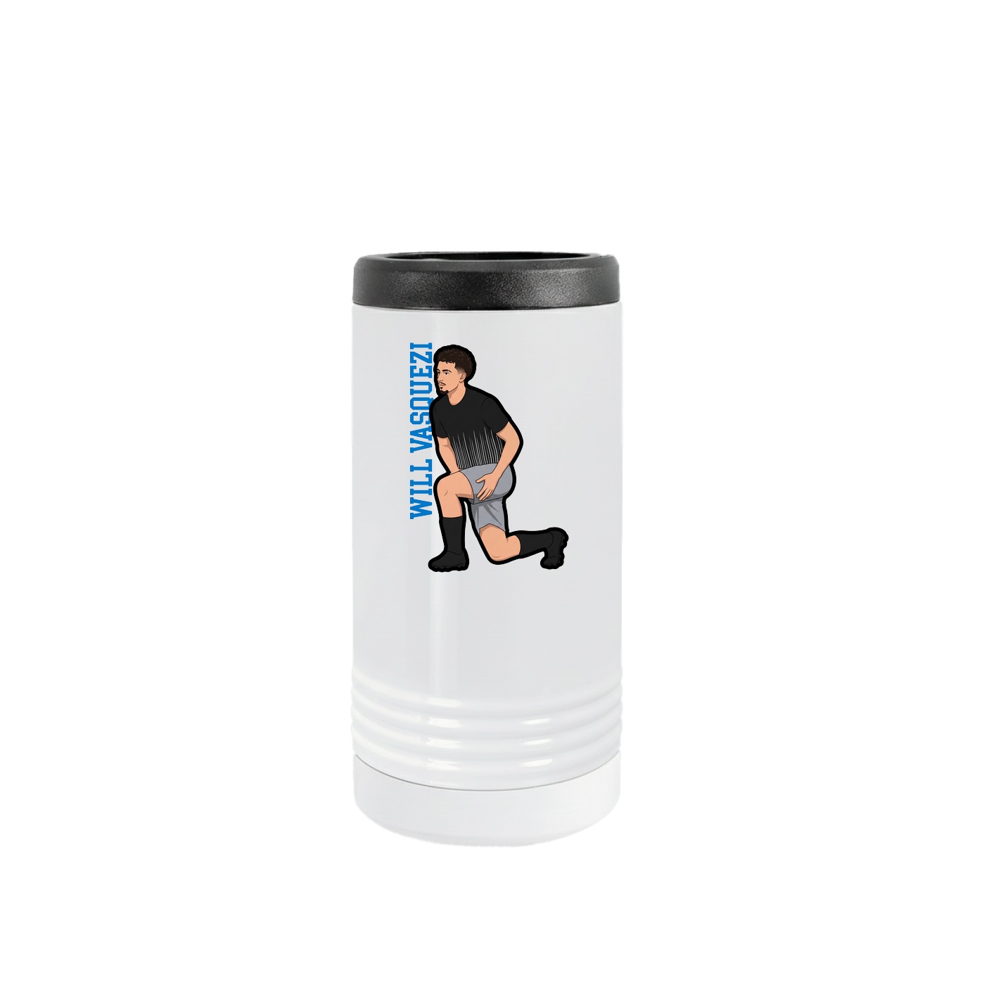Slim Beverage Holder — Name Vertical in White