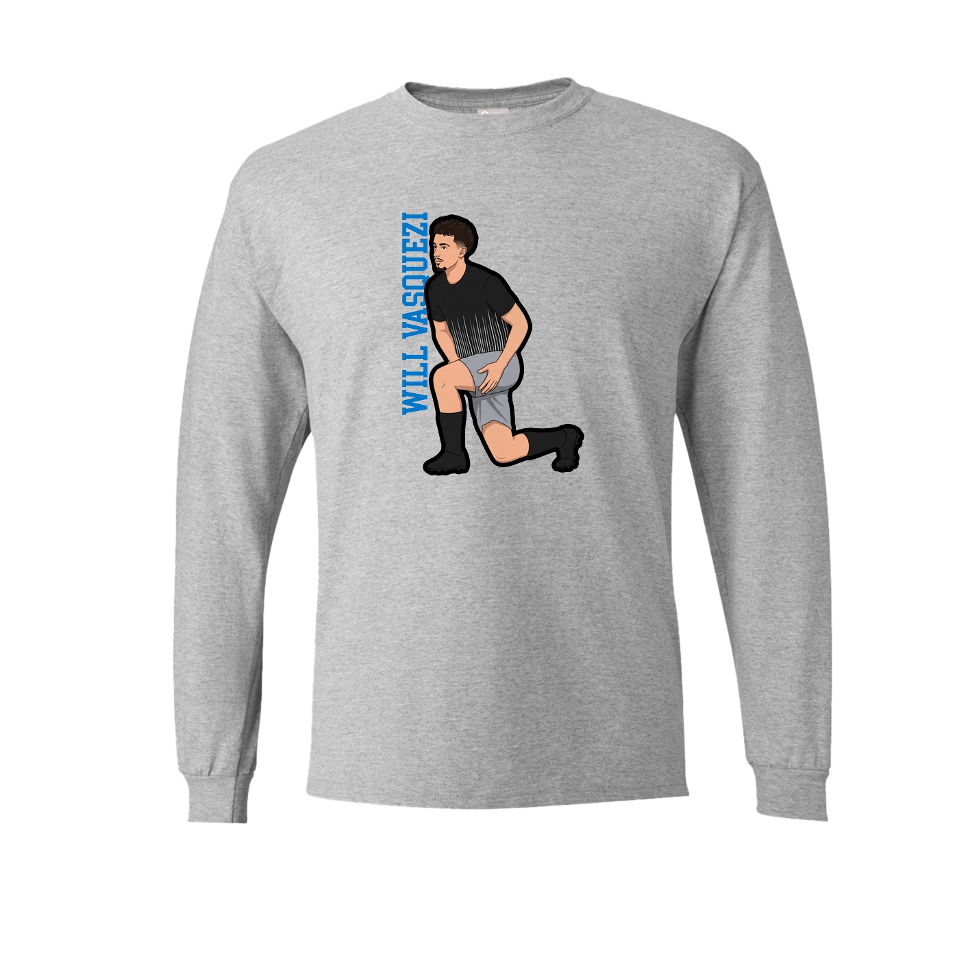 Long Sleeve Tee — Name Vertical in Grey