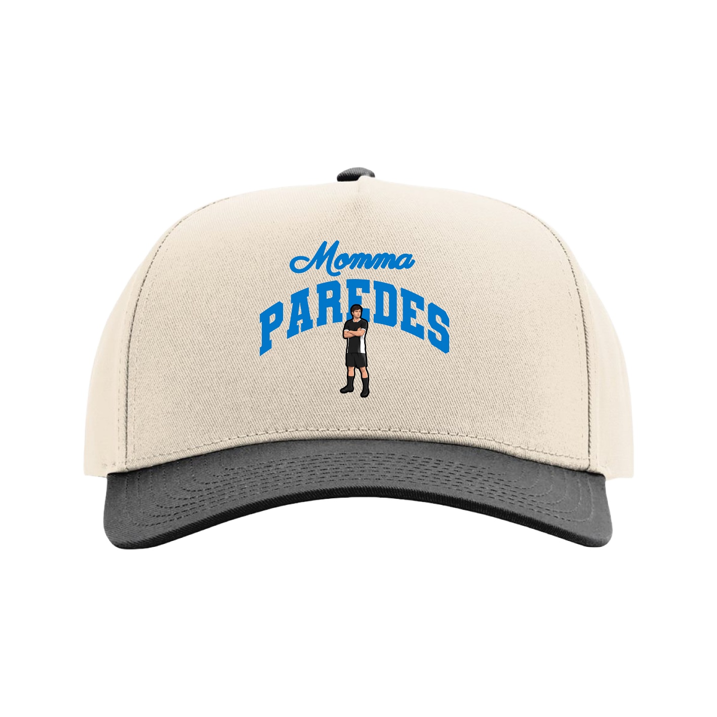 Full Fabric Five-Panel Champ Cap — Mothers Day Arch in Cream/Black