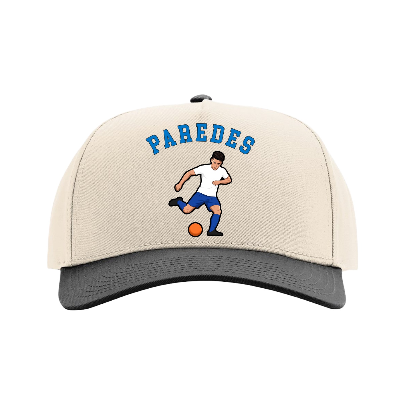 Full Fabric Five-Panel Champ Cap — Shirsey Arch in Cream/Black