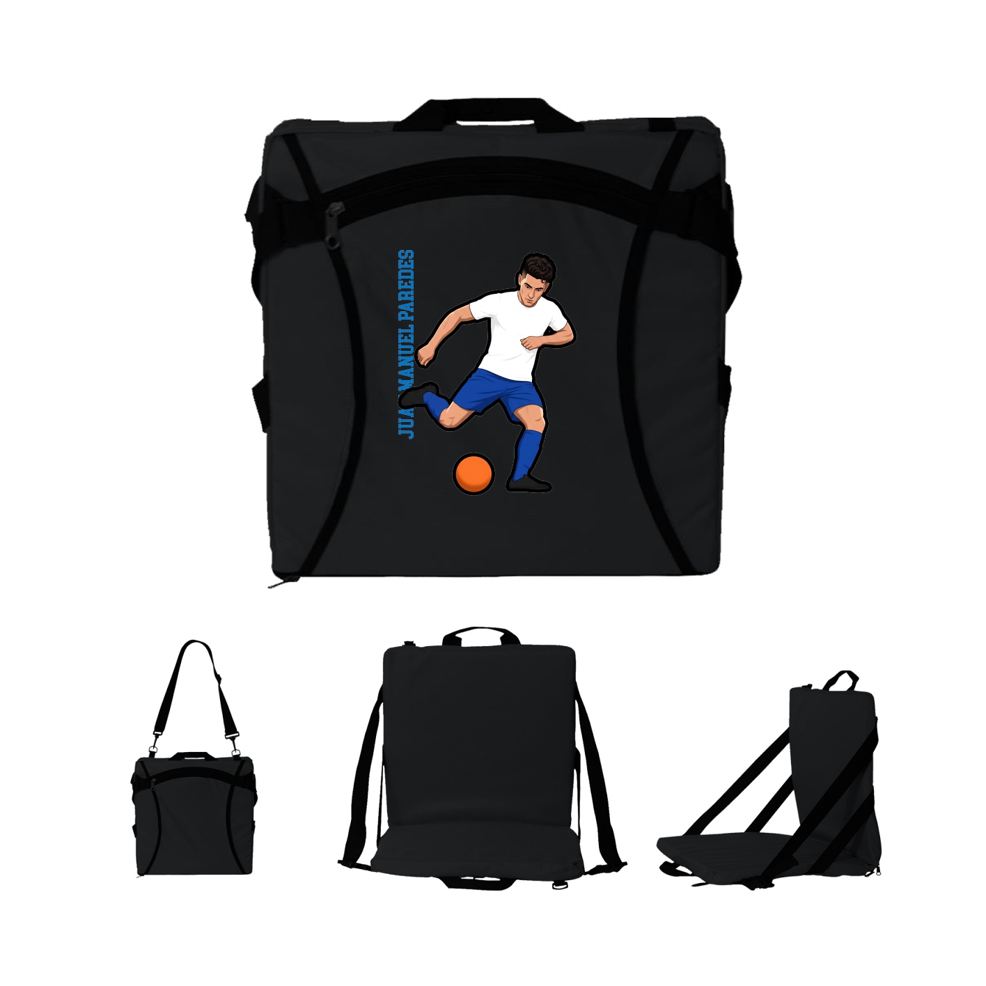 Folding Stadium Seat — Name Vertical in Black