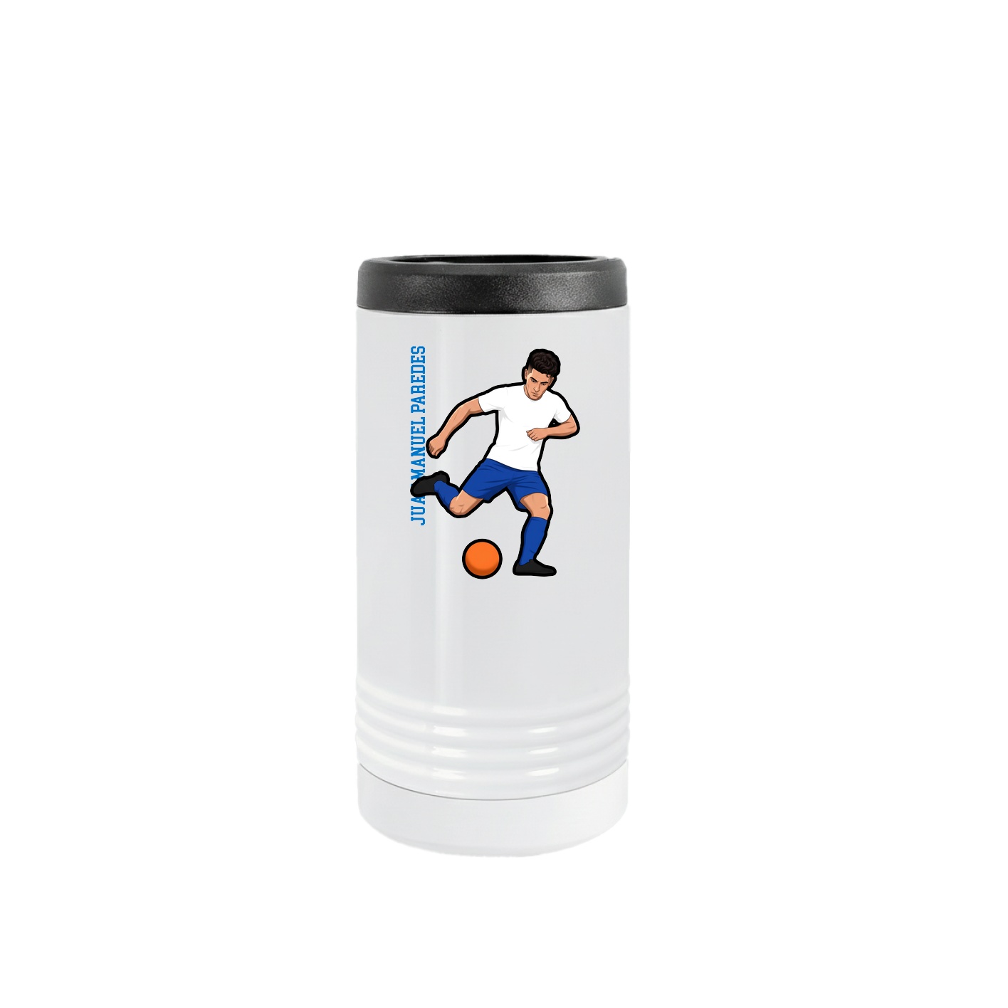 Slim Beverage Holder — Name Vertical in White