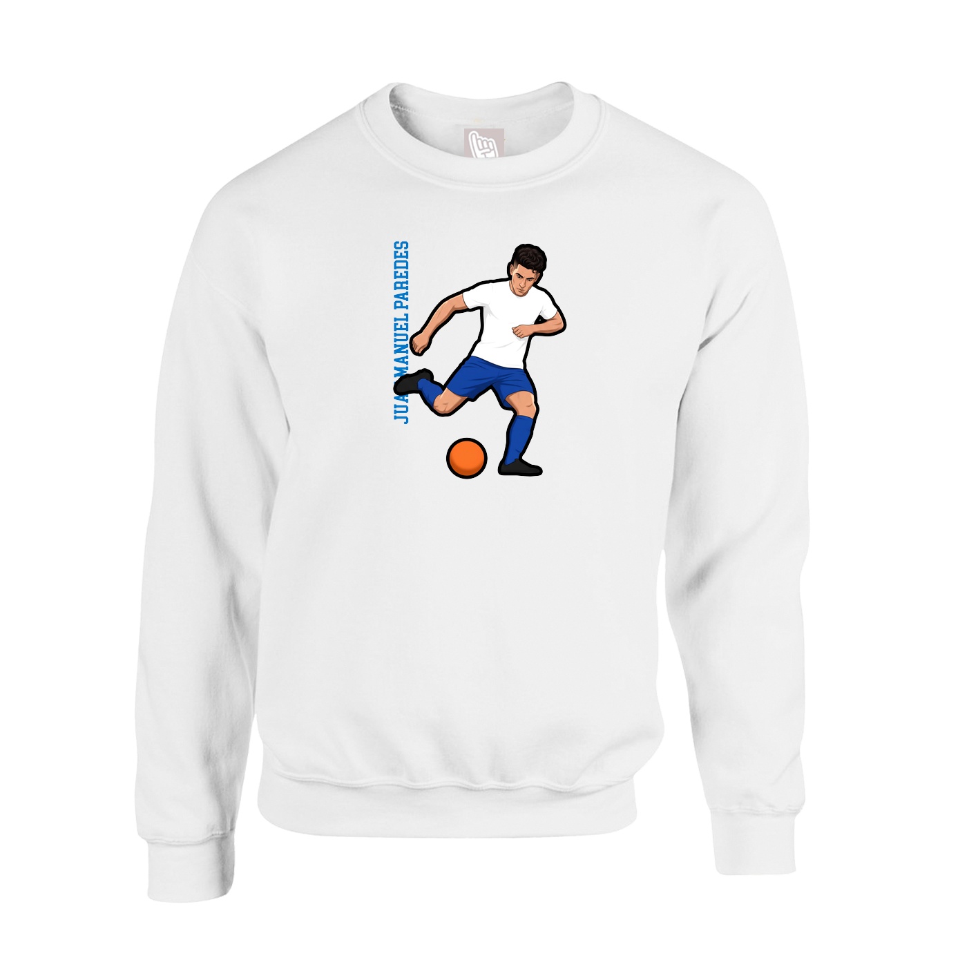 Fleece Crew — Name Vertical in White