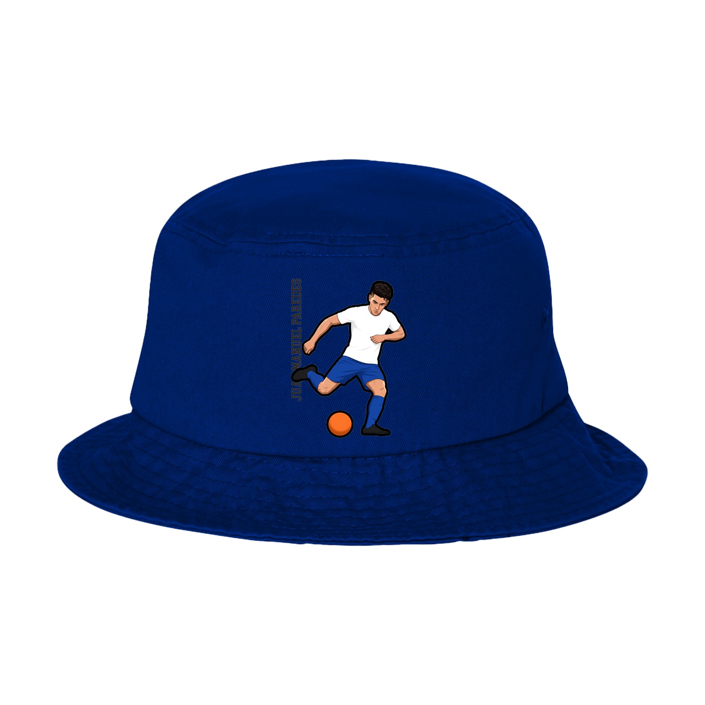 Bucket Cap — Name Vertical in Royal Blue