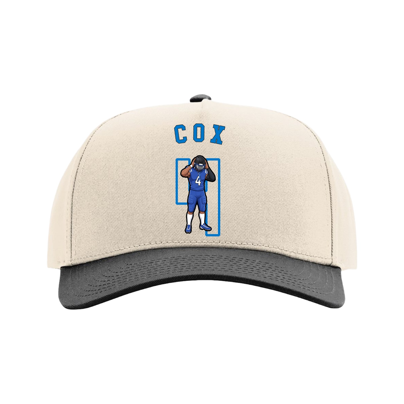 Full Fabric Five-Panel Champ Cap — Shirsey Arch in Cream/Black