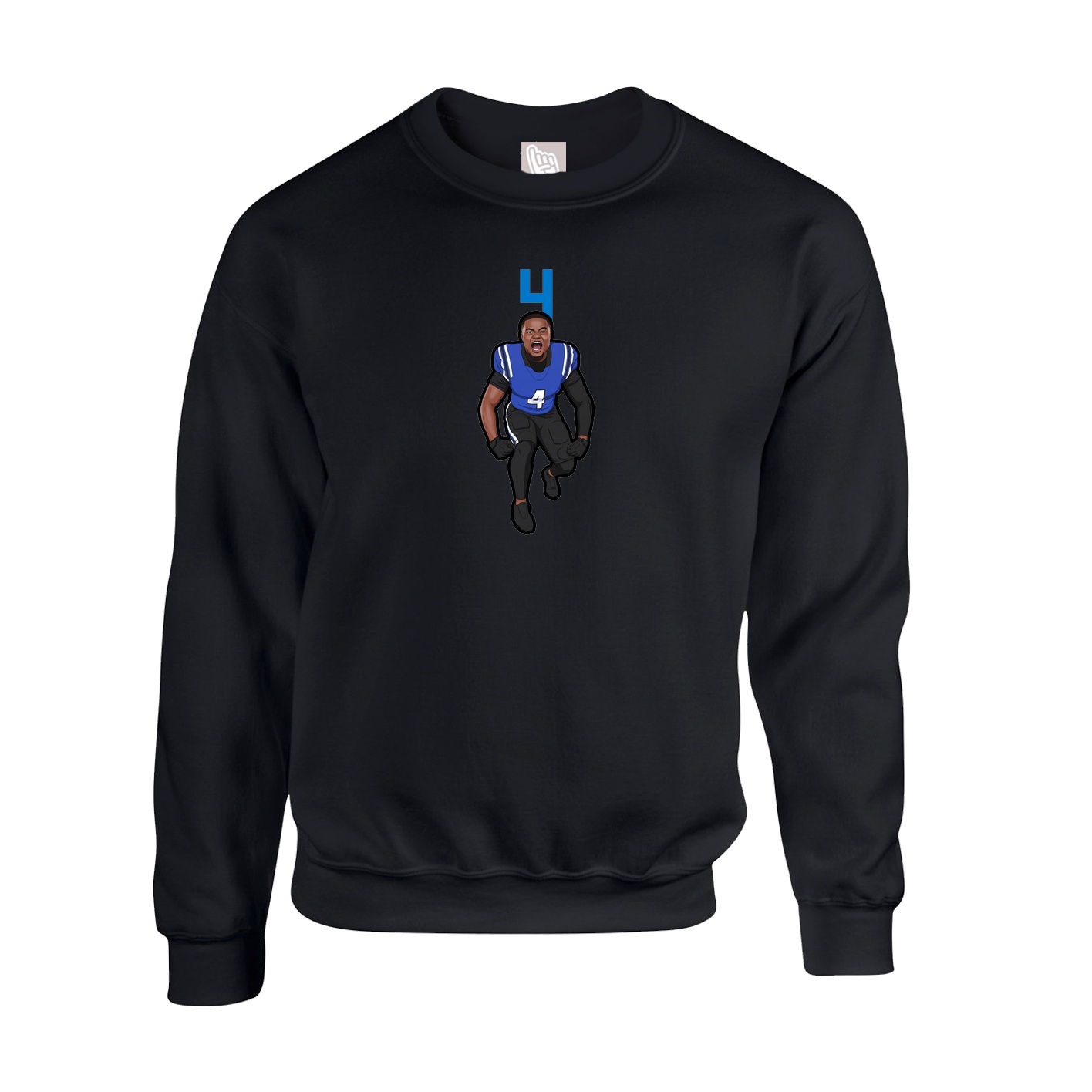 Fleece Crew — Number Top in Black