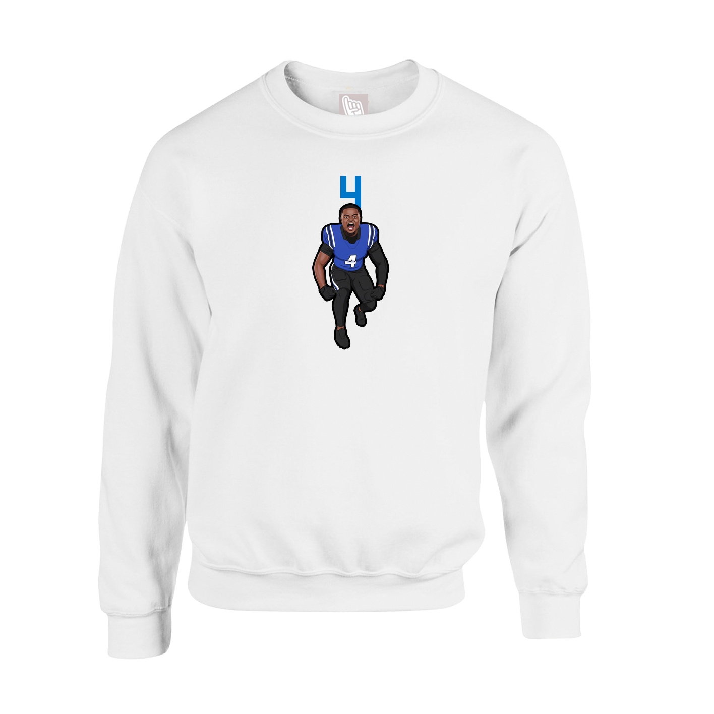 Fleece Crew — Number Top in White