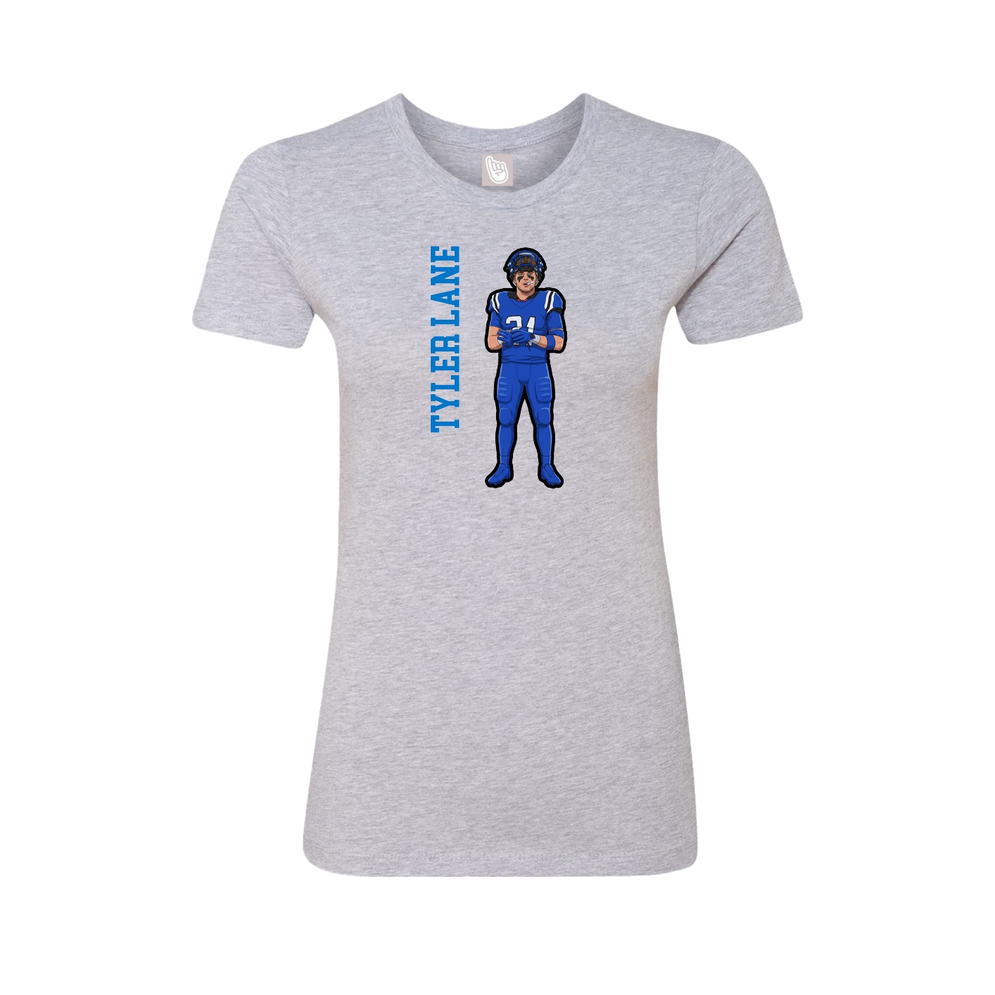 Fitted Women's Tee — Name Vertical in Grey