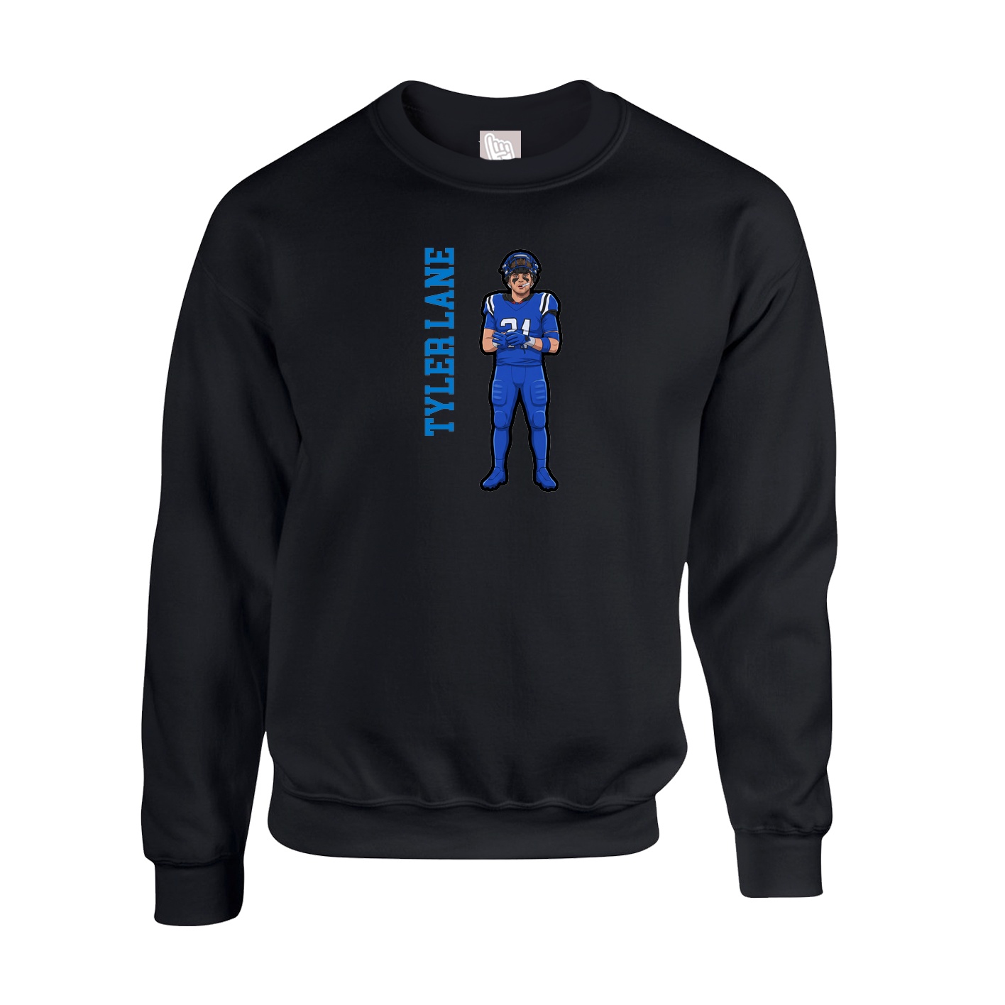 Fleece Crew — Name Vertical in Black