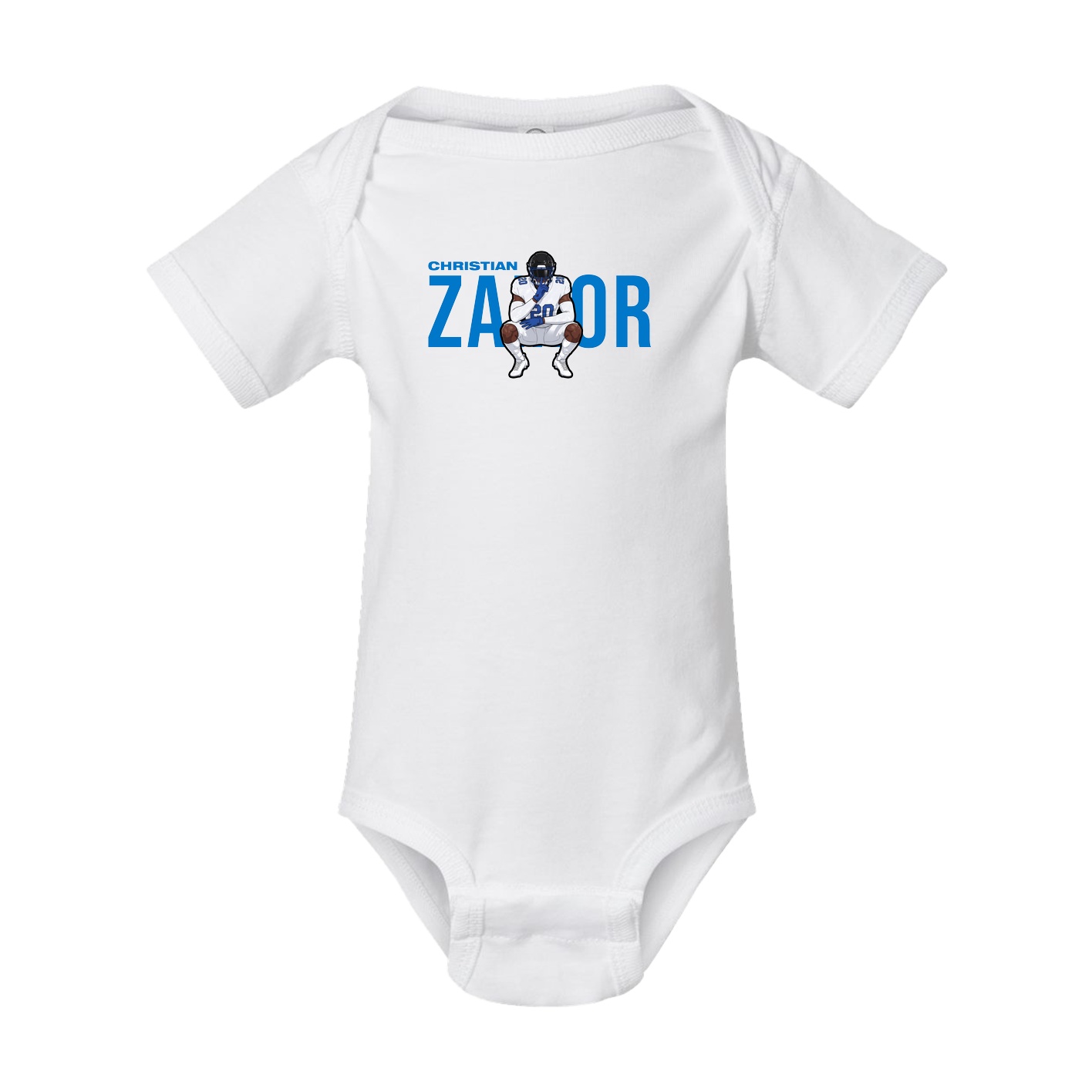 Baby Onesie — Player Name in White