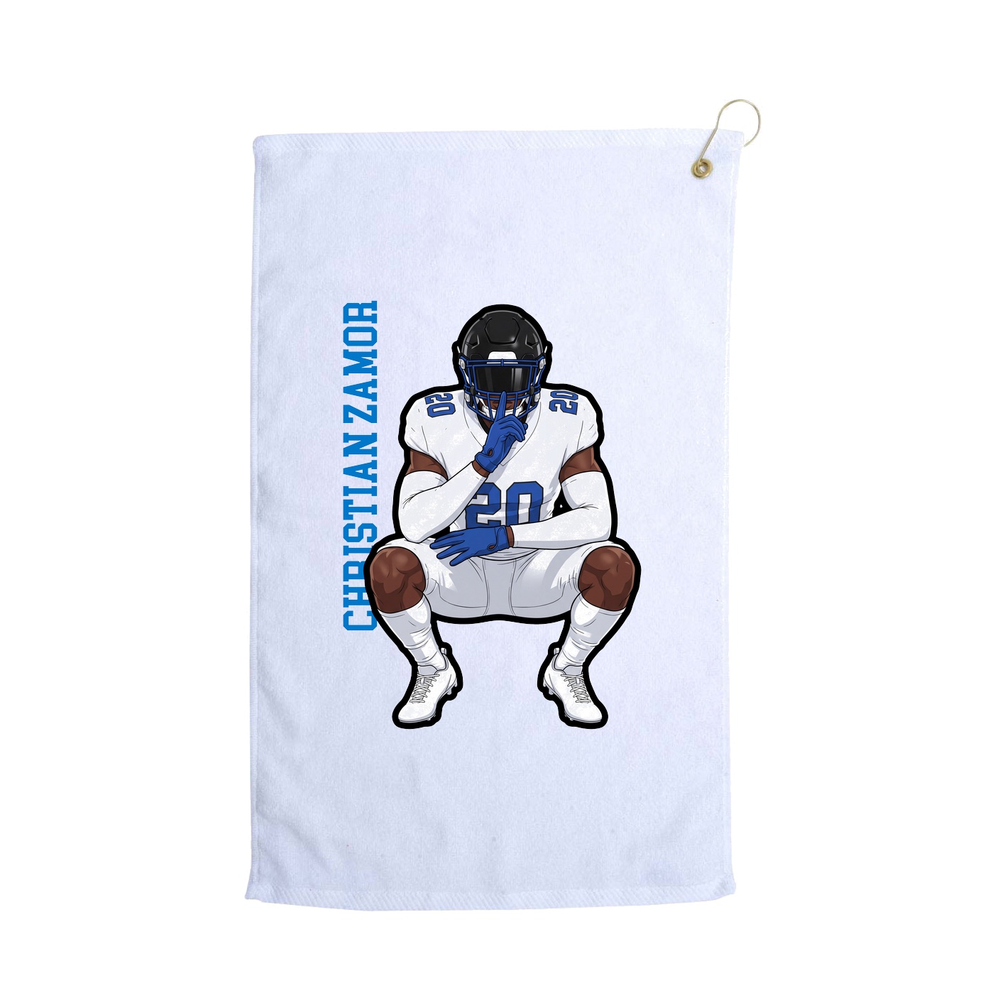 Golf Towel — Name Vertical in White