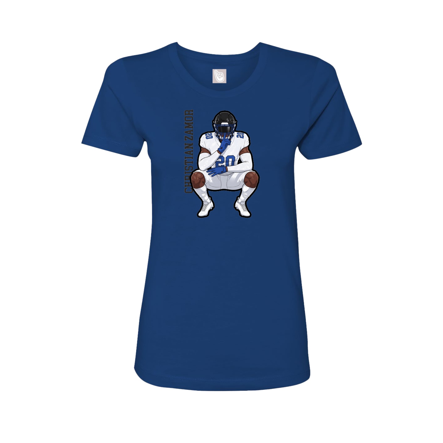Fitted Women's Tee — Name Vertical in Royal