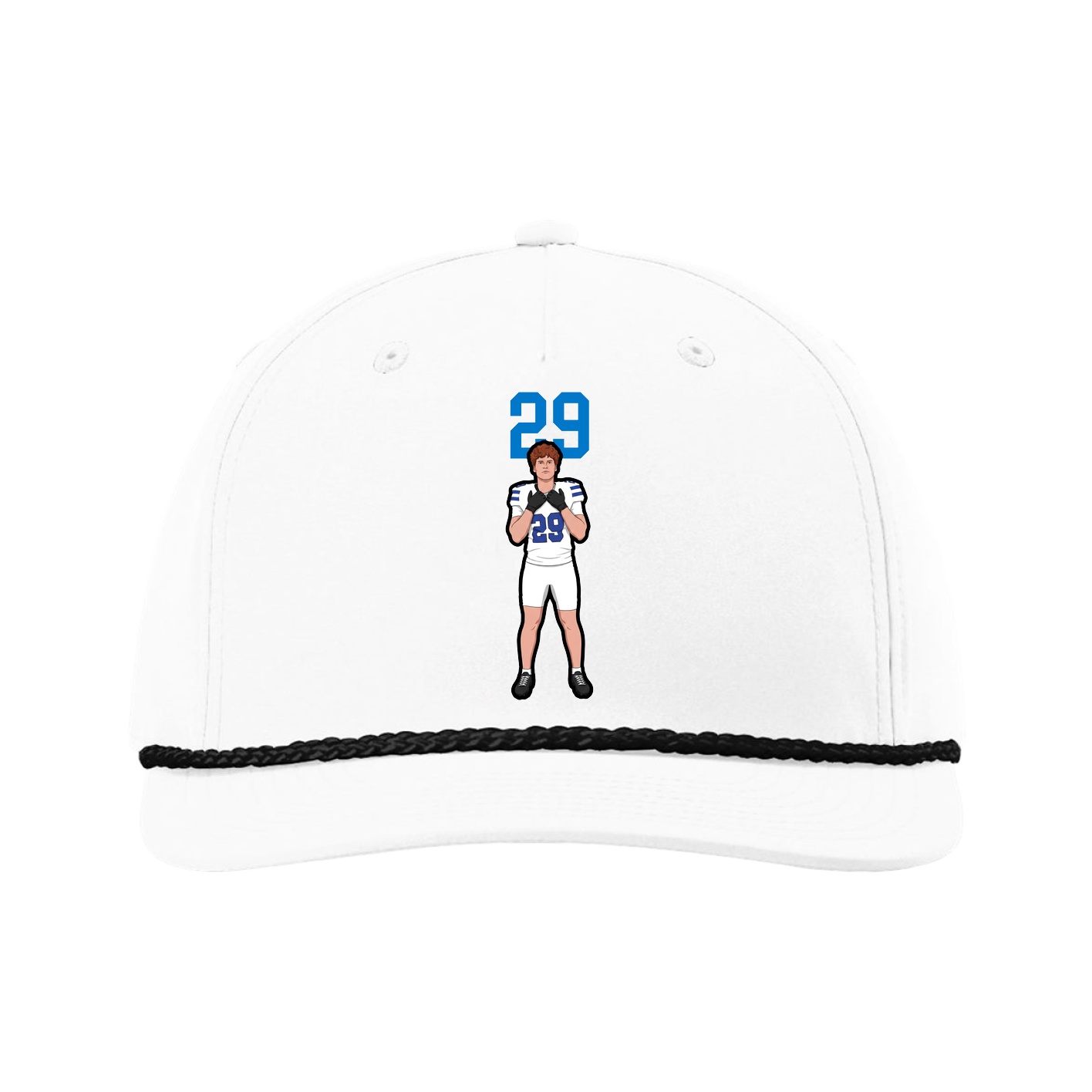 Five-Panel Classic Rope Cap — Number Top in White