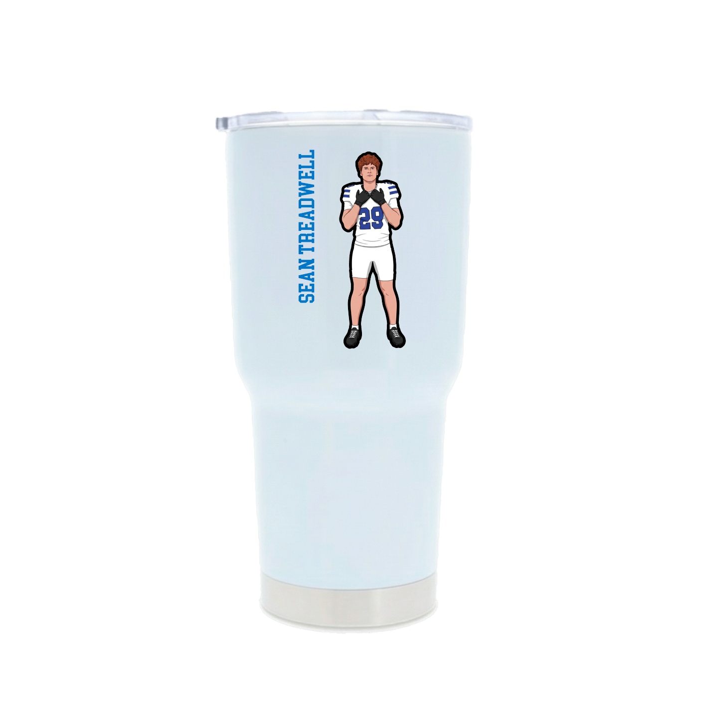 30oz Stainless Steel Tumbler — Name Vertical in White