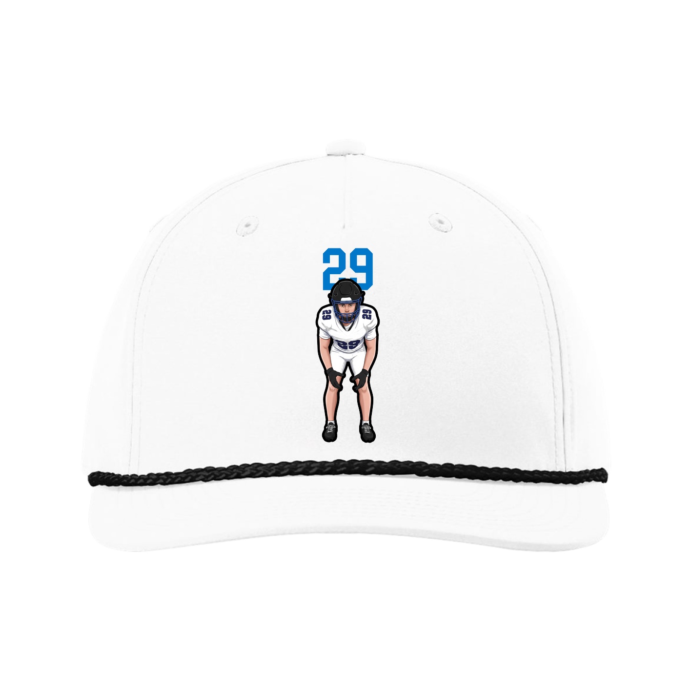 Five-Panel Classic Rope Cap — Number Top in White