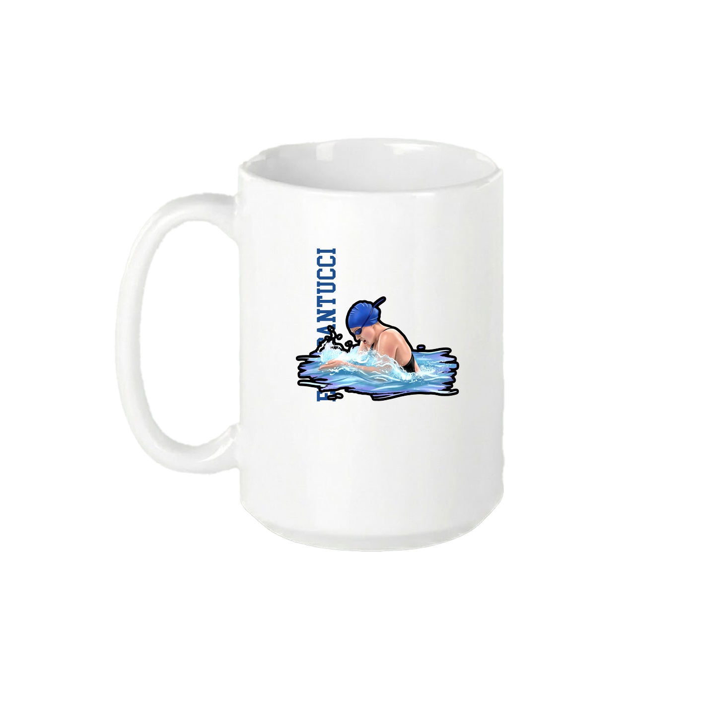 15oz Coffee Mug — Name Vertical in White