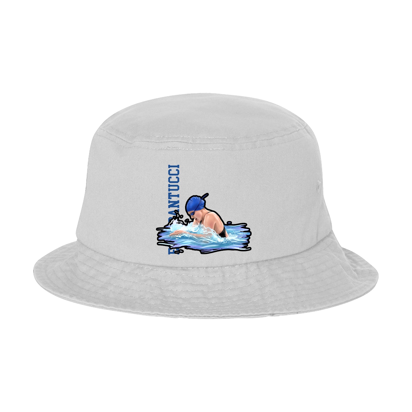 Bucket Cap — Name Vertical in White