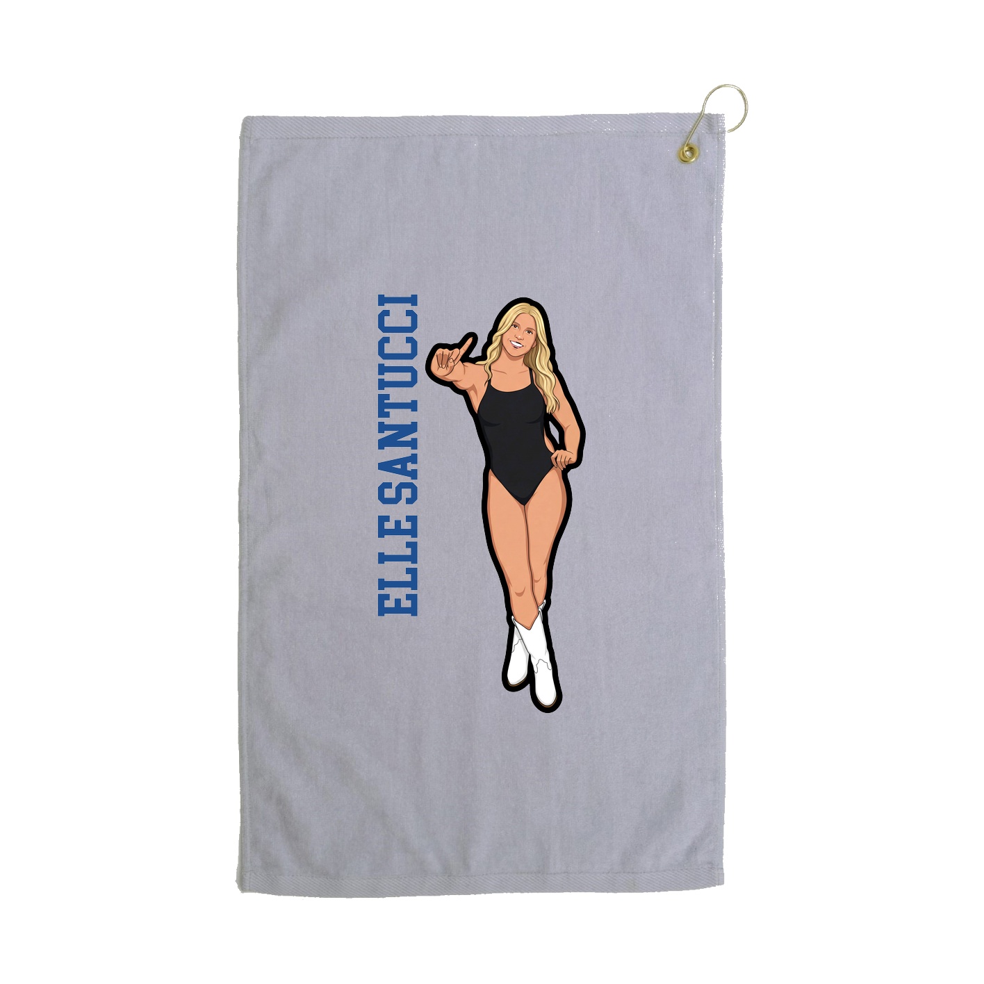 Golf Towel — Name Vertical in Grey
