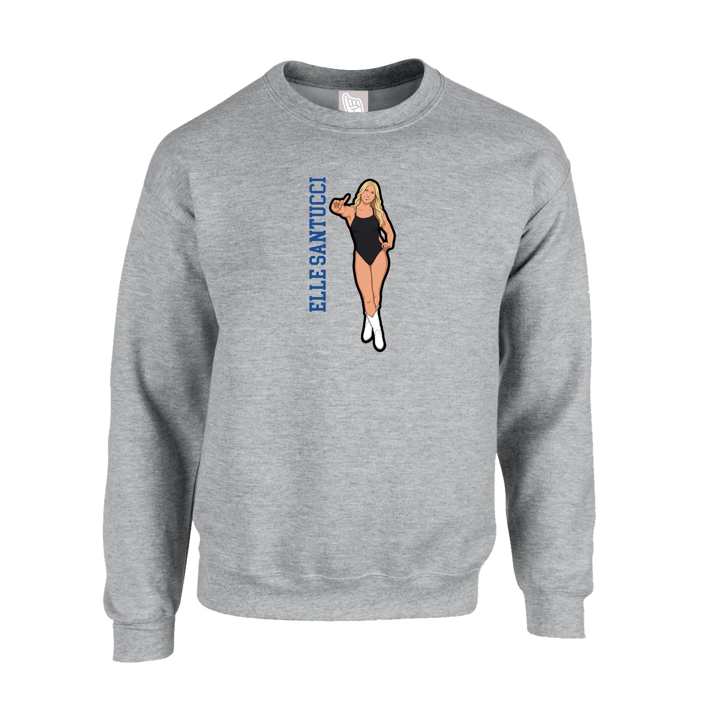 Fleece Crew — Name Vertical in Grey