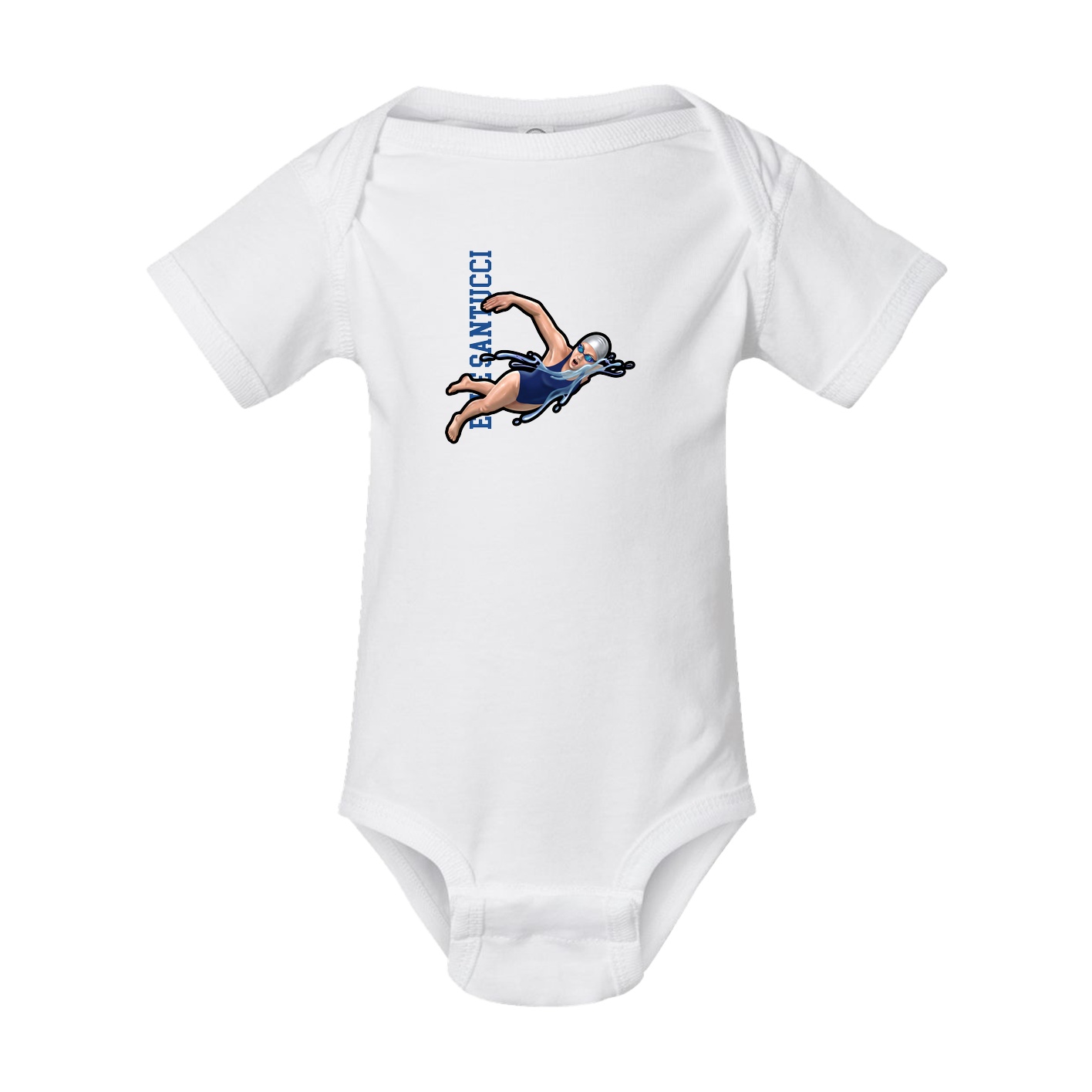 Baby Onesie — Name Vertical in White