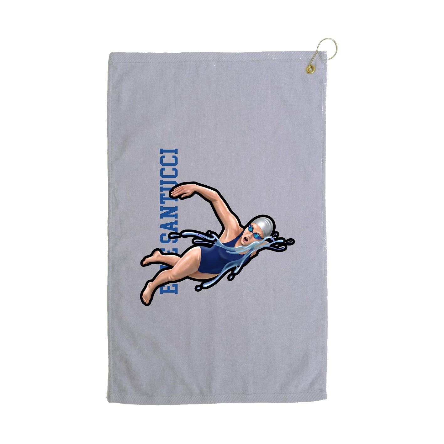Golf Towel — Name Vertical in Grey