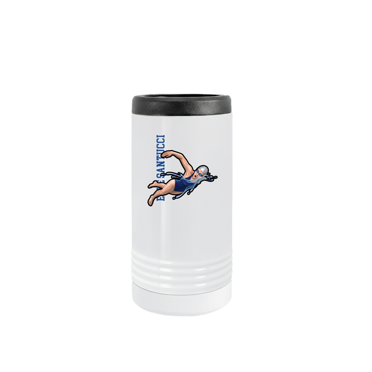 Slim Beverage Holder — Name Vertical in White