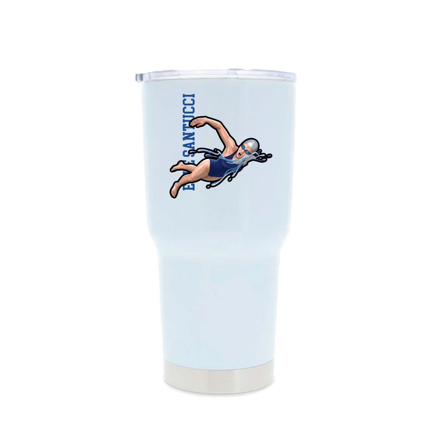 30oz Stainless Steel Tumbler — Name Vertical in White