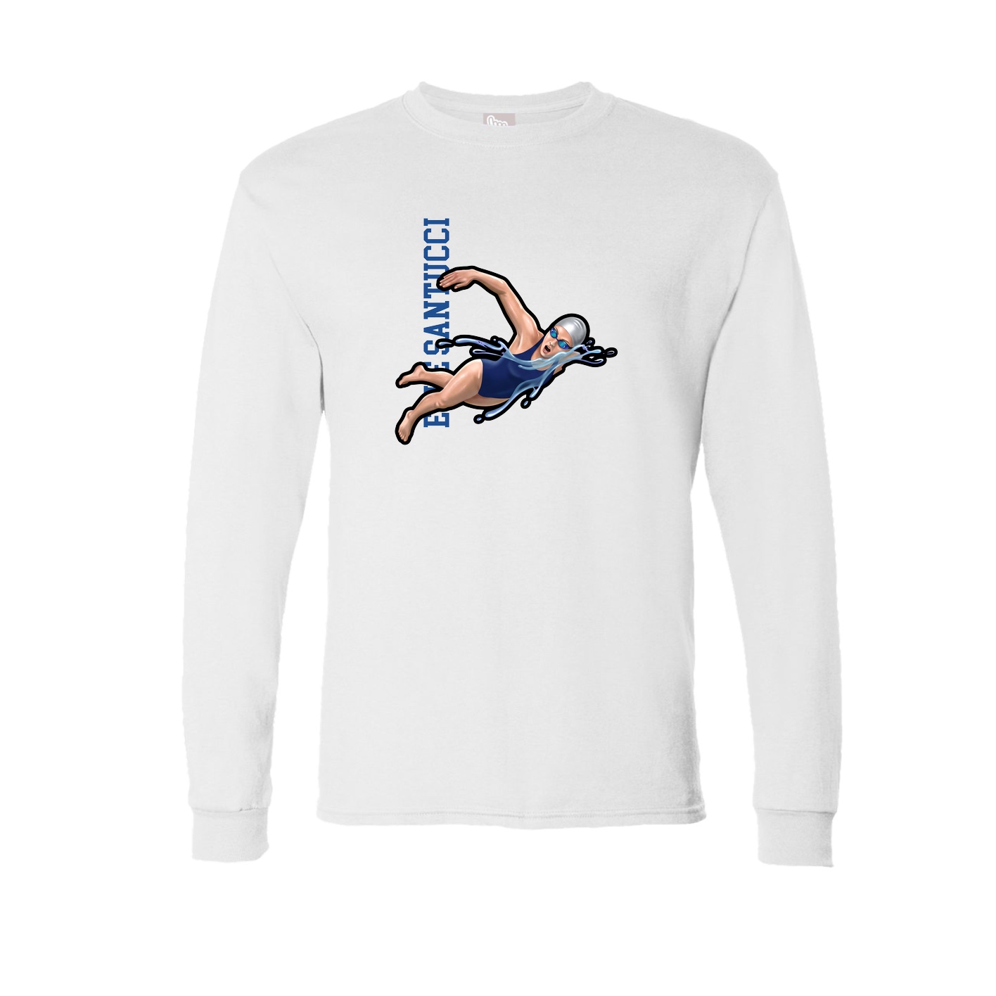 Long Sleeve Tee — Name Vertical in White