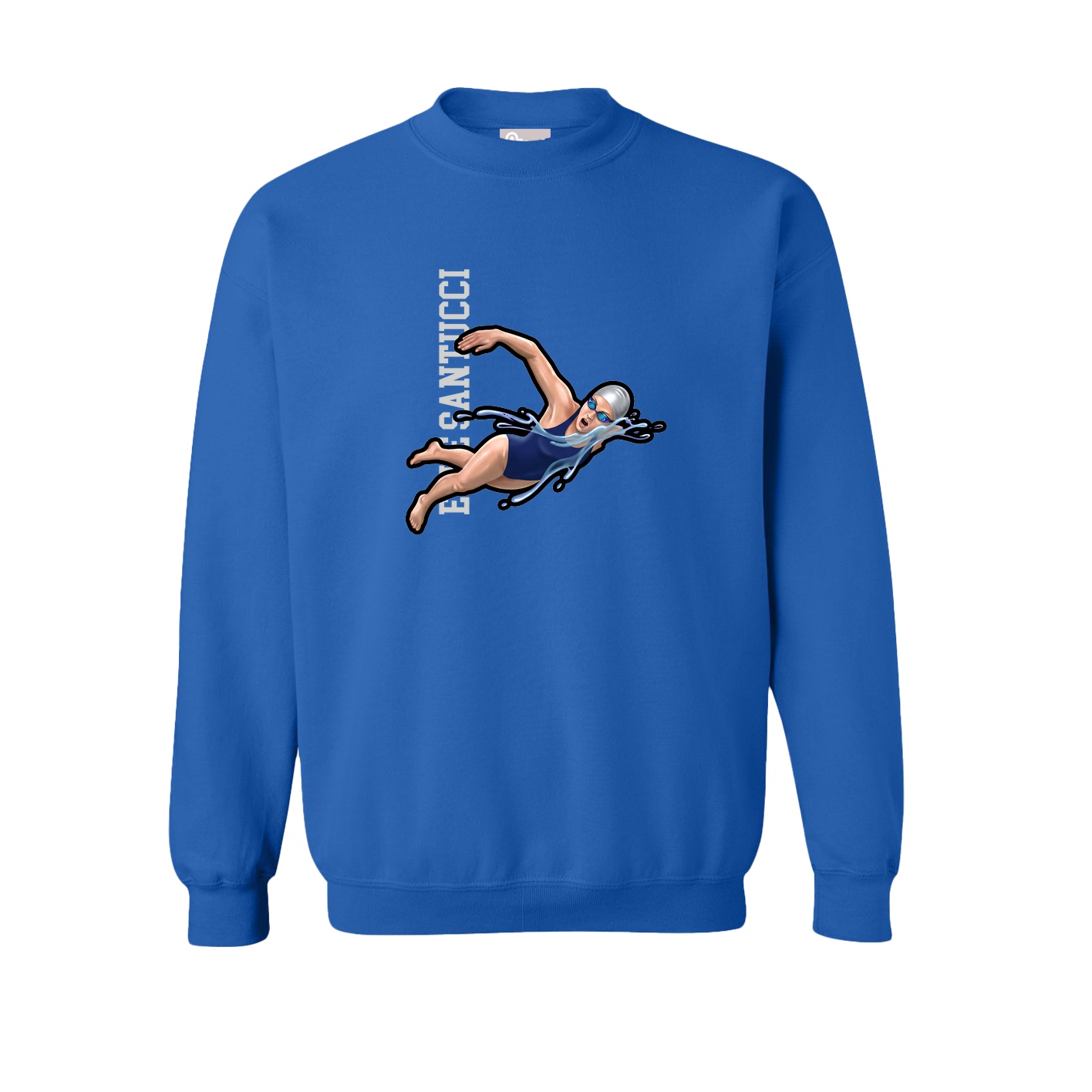Fleece Crew — Name Vertical in Royal