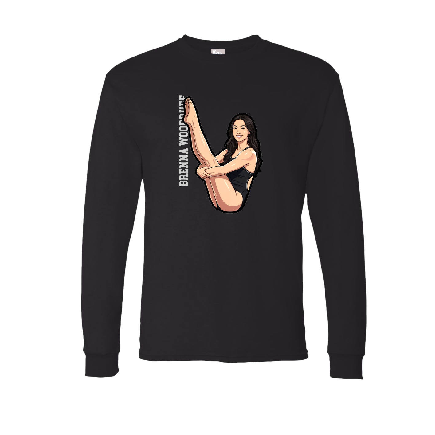 Long Sleeve Tee — Name Vertical in Black