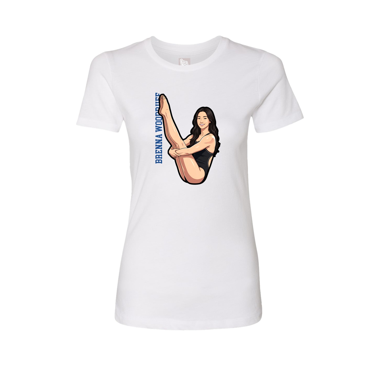 Fitted Women's Tee — Name Vertical in White