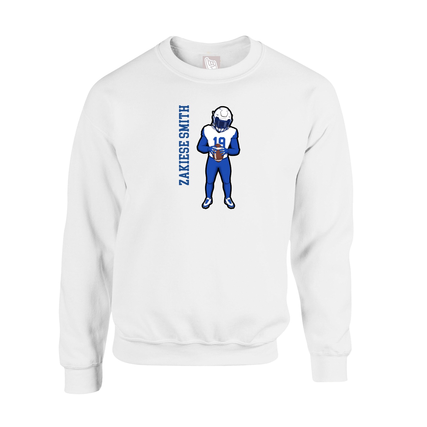 Fleece Crew — Name Vertical in White