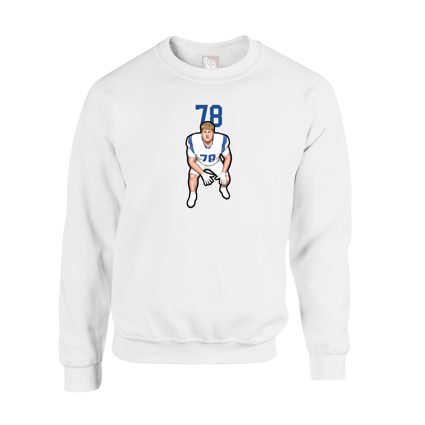 Fleece Crew — Number Top in White