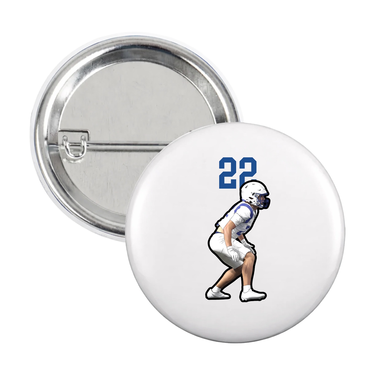 Game Day Button — Number Top in White
