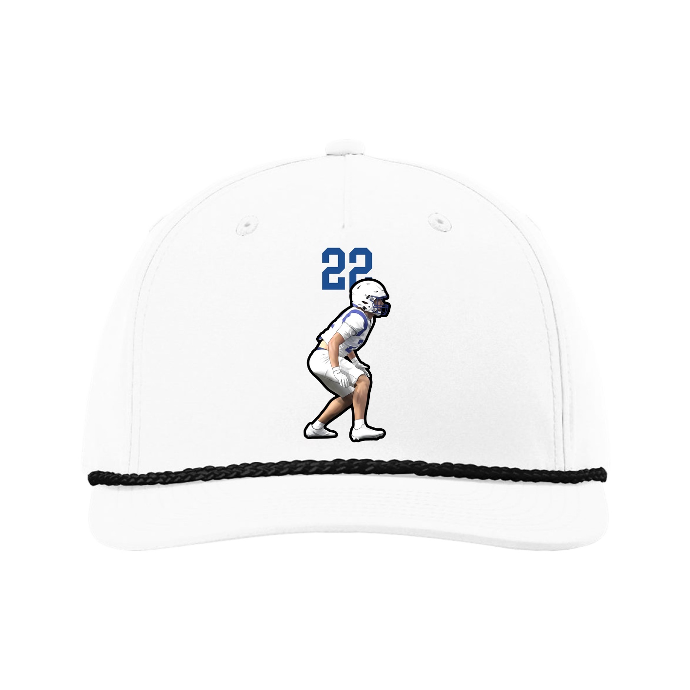 Five-Panel Classic Rope Cap — Number Top in White