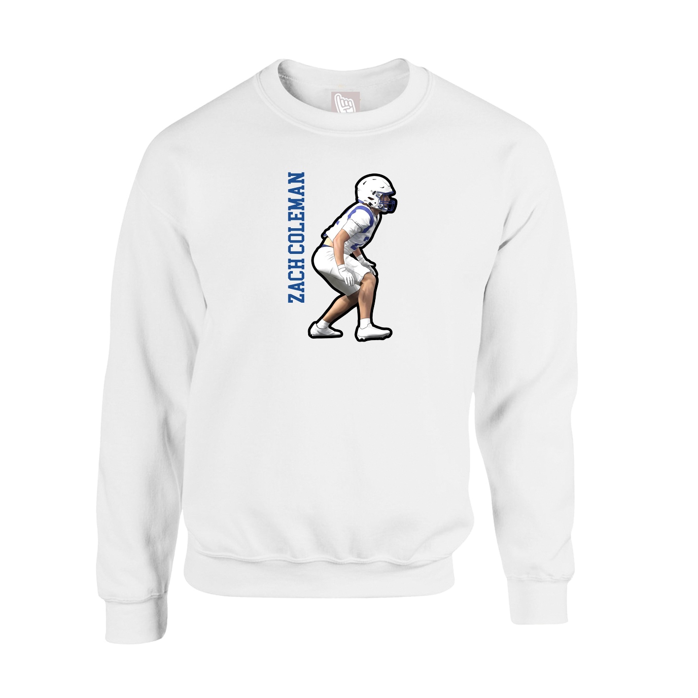 Fleece Crew — Name Vertical in White